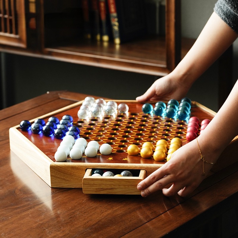 Dames chinoises en bois - plateau et pions en bois - règle du jeu